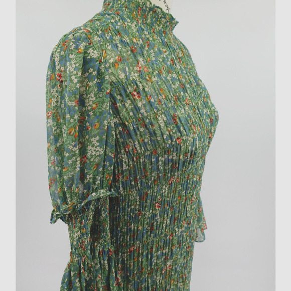 byTiMo Georgette Midi Dress Medium Green Garden Floral - Picture 8 of 16